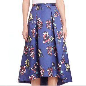 New Phoebe by Kay Unger Floral Taffeta Pleated Midi Skirt in Blue size 8